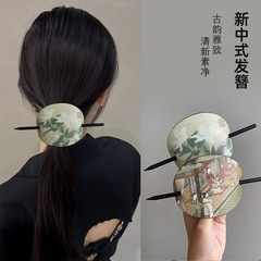 小眾設計新中式古畫風景抽象髮簪盤發後腦勺馬尾髮飾復古簡約簪子