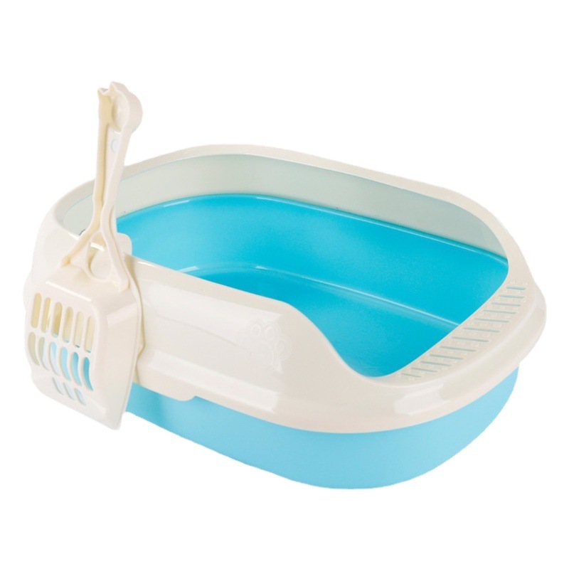 Caja de arena para gatos semi-cerrada gato inodoro anti-salpicaduras tamaño pequeño caja de arena para gatos gratis pala de arena para gatos suministros de limpieza para gatos al por mayor