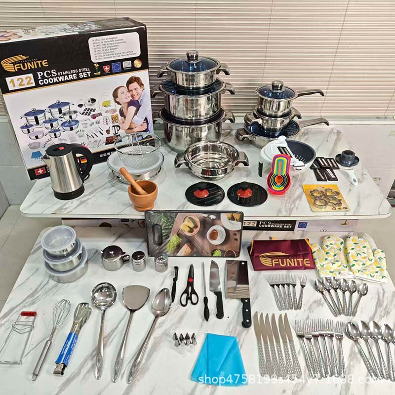 Stanley 122PCS African Stainless Steel Cookware Set, a versatile multi-functional cookware set for cross-border sales Stanley 122PCS African Stainless Steel Cookware Set, a versatile multi-functional cookware set for cross-border sales