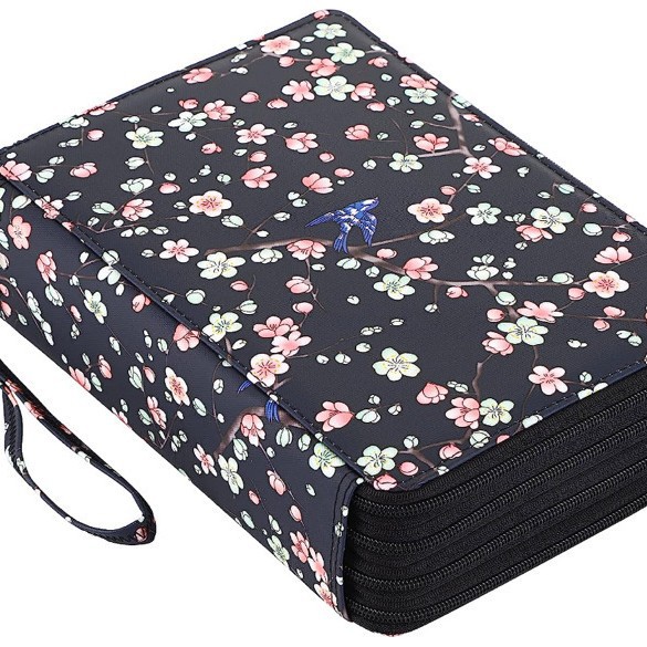 Amazon nueva gran capacidad PU bolsas de lápiz bolsas de papelería estudiantes 200 agujeros bolsas de pintura de arte bolsas de arte