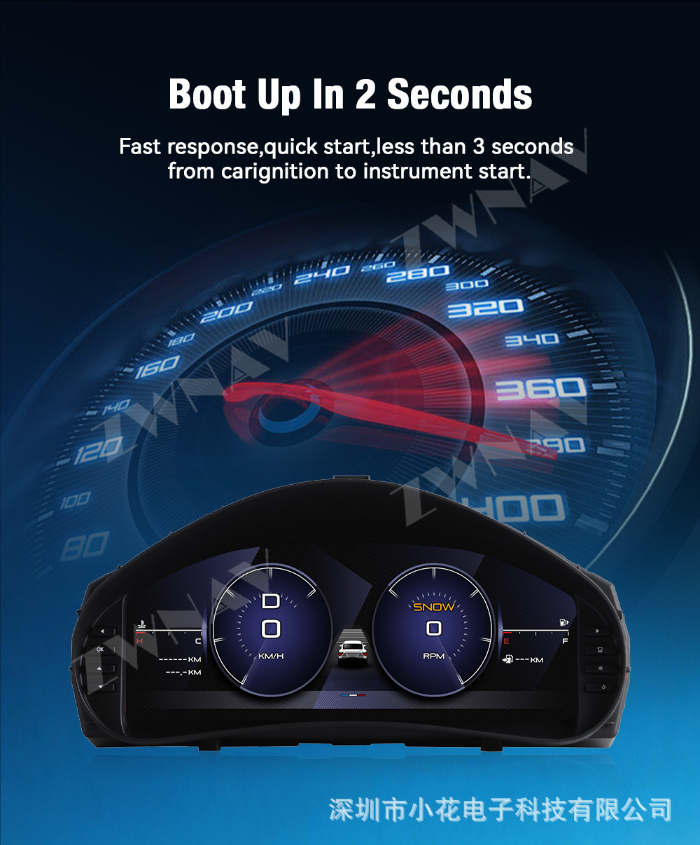 Suitable for 2004-2008 Peugeot 206 models, this is an upgraded all-lcd dashboard with multiple UI options for displaying car mileage and speed