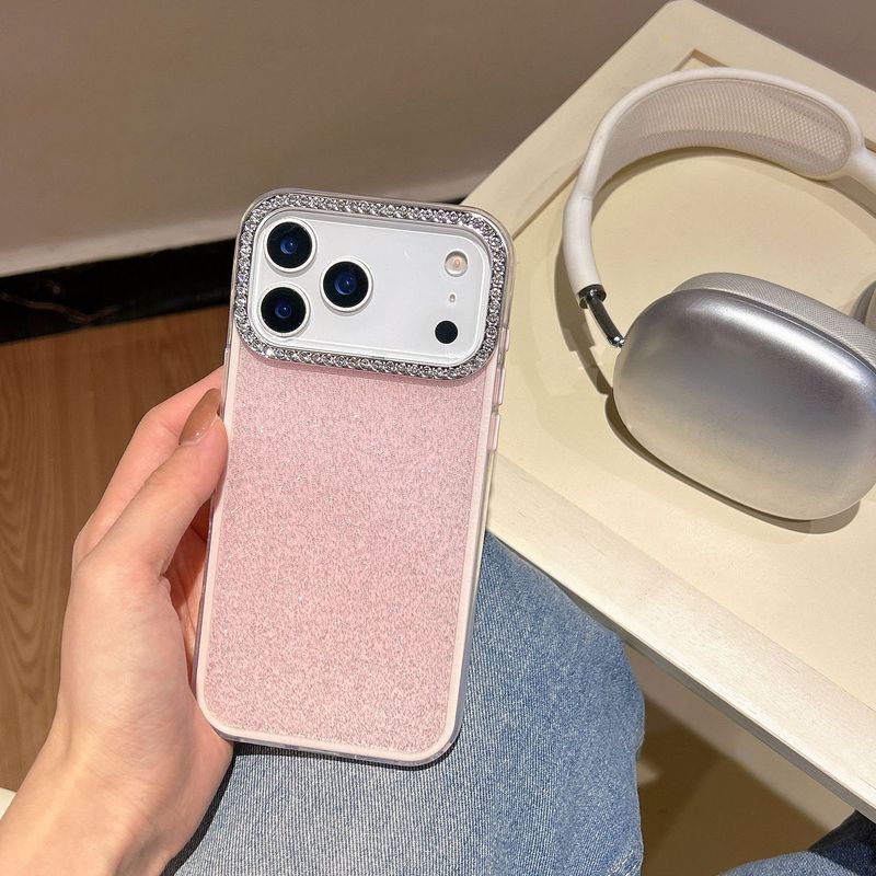 点钻圈适用iPhone17PM手机壳苹果16promax保护套15三合一实色闪粉|undefined