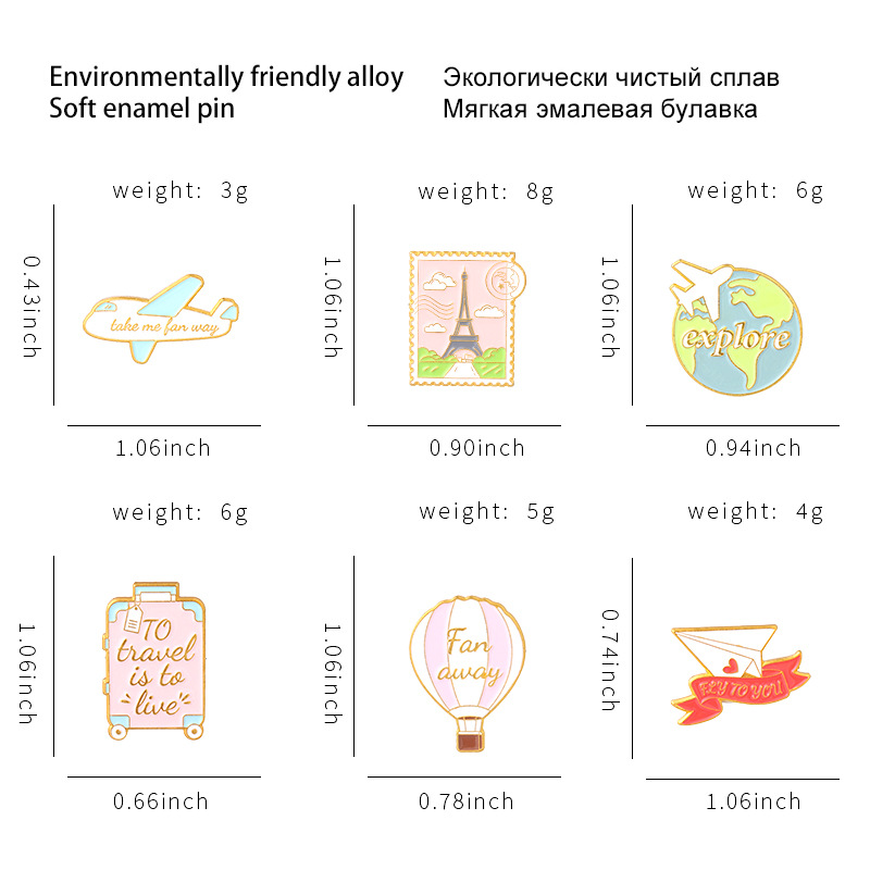 11g Weight Brooches Classification Fashion Pin Rectangle Landscape Alloy Stoving Varnish Women'S Brooches