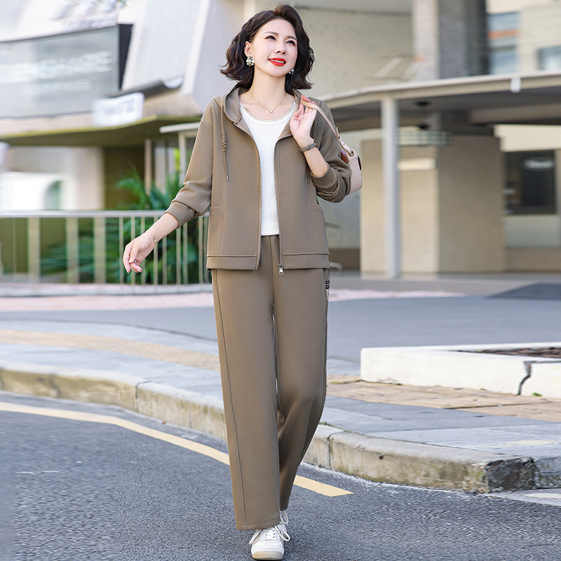 妈妈秋装新款运动套装40岁50中老年女春秋休闲两件套长袖上衣外套|undefined