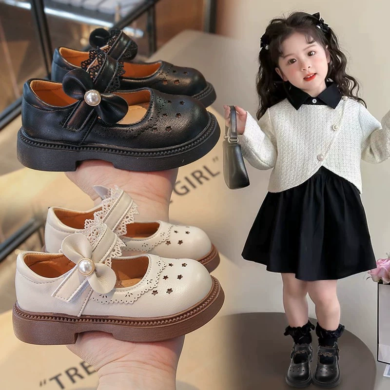 Обувь для девочек Детская настоящая мягкая кожаная обувь принцессы 2025 новый весенний летний ребенок мягкий подошв полые туфли