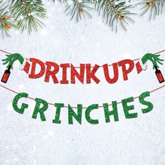 国境を越えたクリスマスの旗grinchsグリーンチーのテーマクリスマスパーティーの装飾旗の新年の装飾バナー