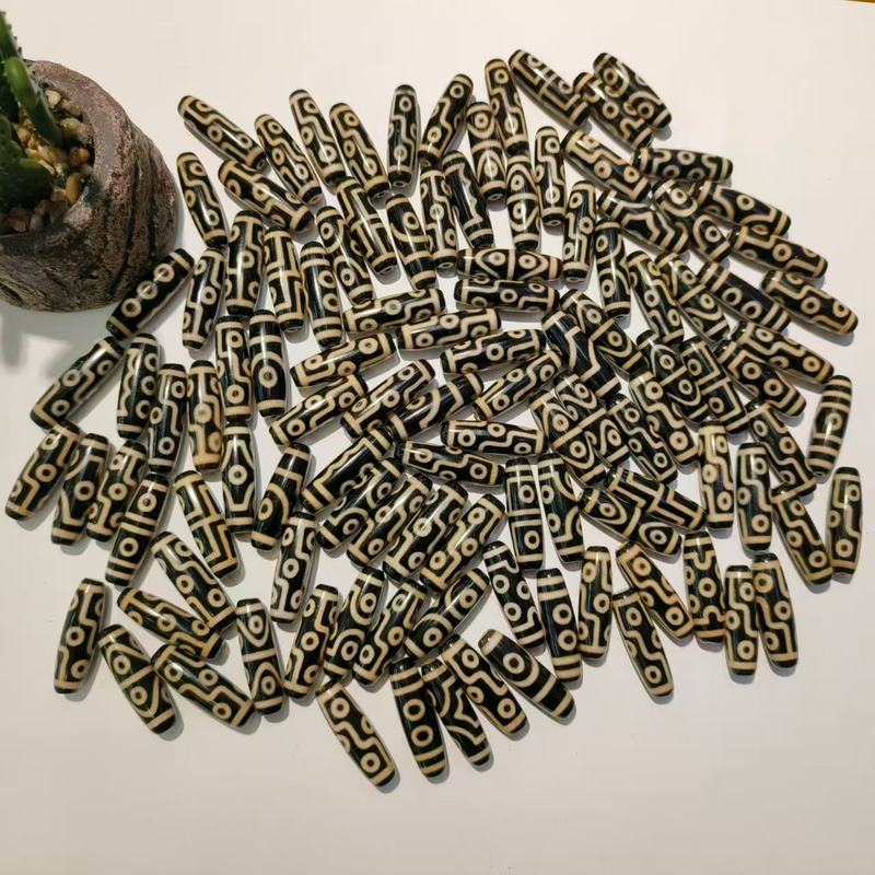 チベット式瑪瑙天珠2-9眼天珠牙黄風化包糊38mm天珠diyアクセサリーネックレス【a級】|undefined