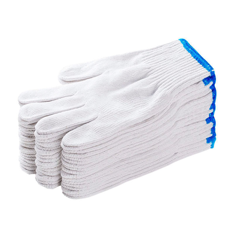 Guantes de hilo de algodón al por mayor de fábrica Guantes de protección laboral de protección gruesa Guantes antideslizantes y transpirables Guantes de hilo de algodón resistentes al desgaste
