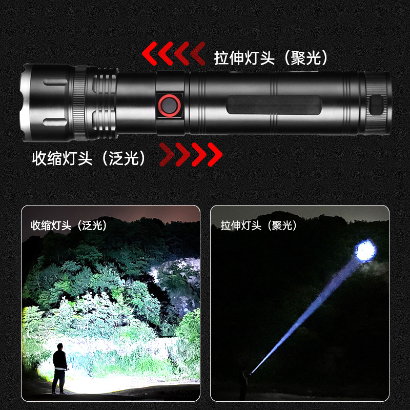 De alta potencia láser pistola linterna fuerte luz recargable zoom telescópico Super brillante de largo alcance linterna al aire libre