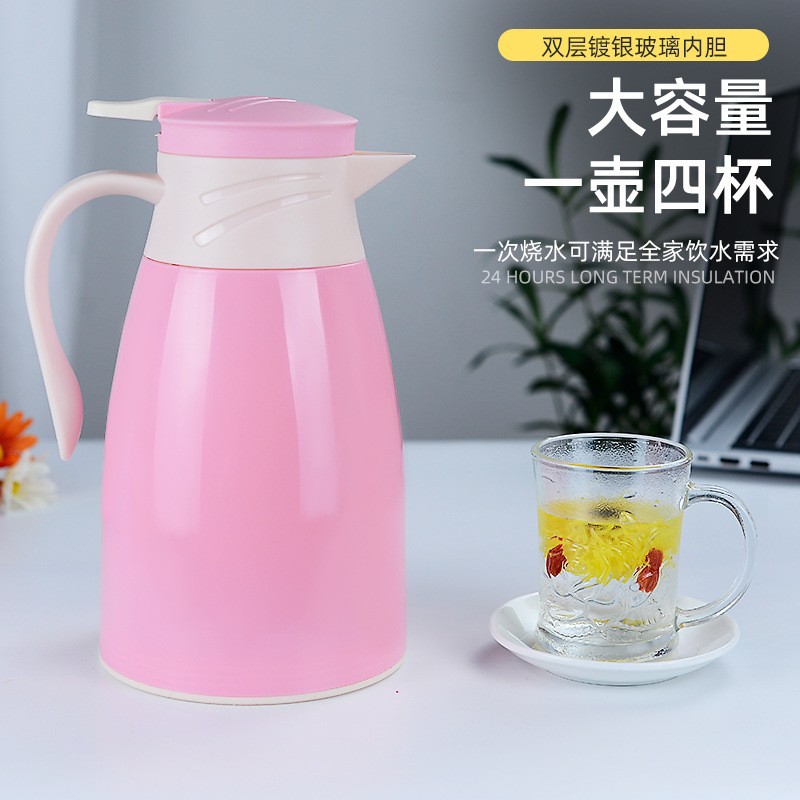Moderno simple color sólido olla térmica revestimiento de vidrio hogar de gran capacidad 1 litro botella térmica logotipo imprimible hervidor olla térmica