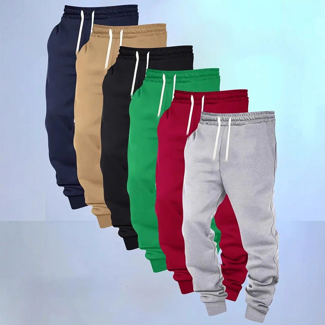 2025潮流新款跨境热卖2D纯色男士街头运动时尚潮流复古欧美卫裤