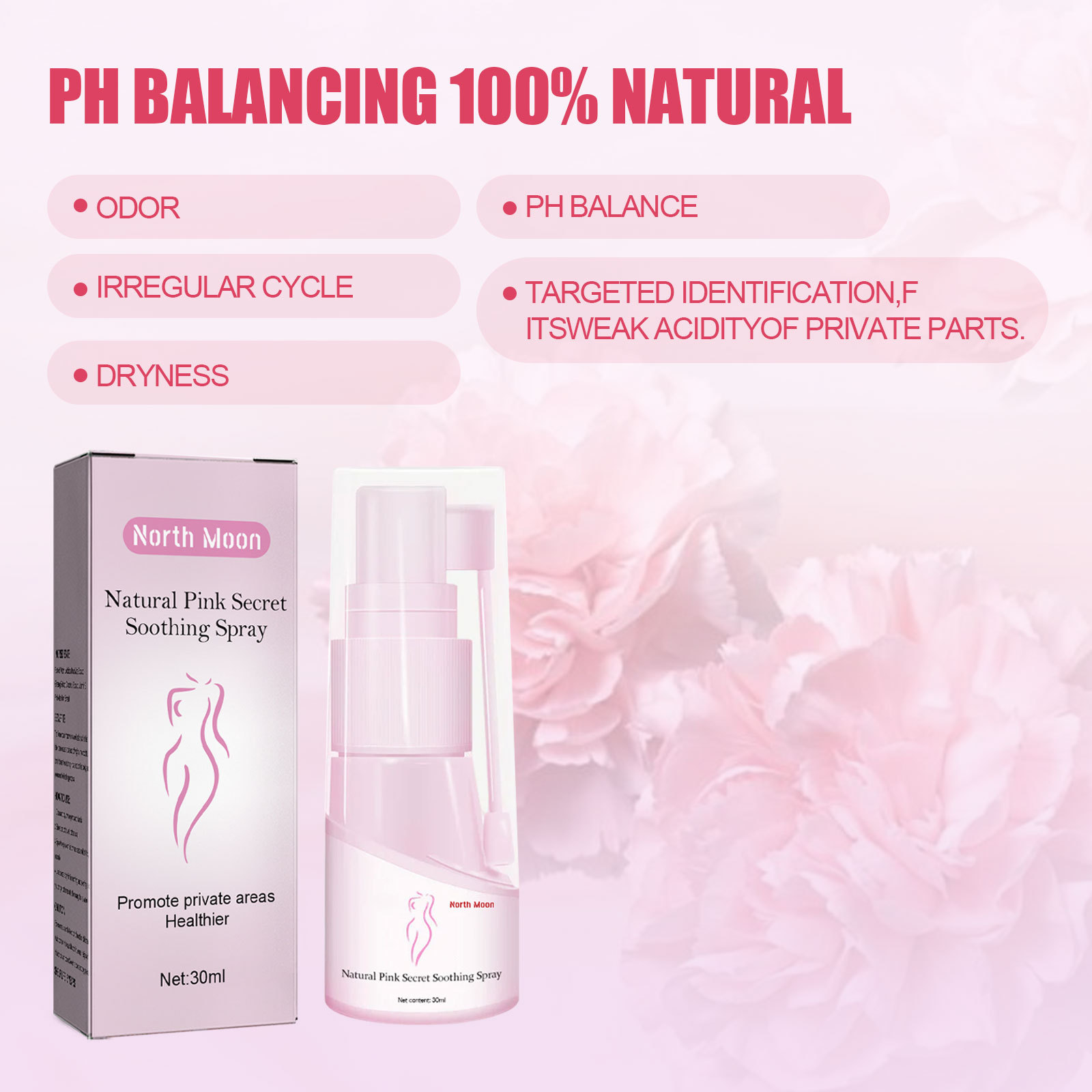 North Moon Women's zur Linderung von Juckreiz und Unwohlsein. Körperreinigungs-Geruchspflegespray_voghion.com