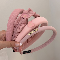 Korean Style Love High Crown Headband 2023 New Women's Model Face Washing Hair Combing Influencer Wide Edge Hair Band Pink Hair Tying