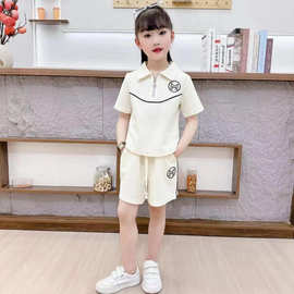 日韩女童夏装套装2024新款儿童洋气衣服女大童夏季炸街短袖两件套