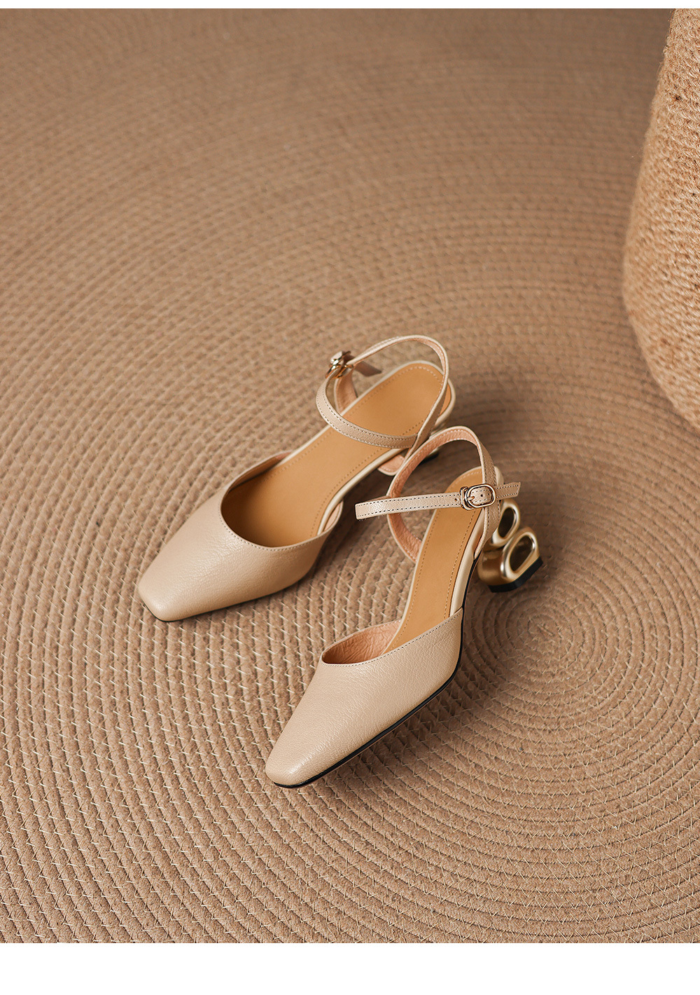 Sandal cao gót nữ mũi nhọn quai ngang kiểu Hàn Quốc — màu trắng ngà chi tiết 22