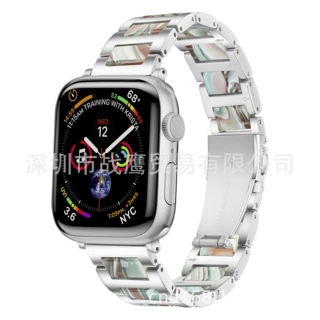 亚马逊适用树脂+钢苹果iwatch表带不锈钢金属apple watch11替换带