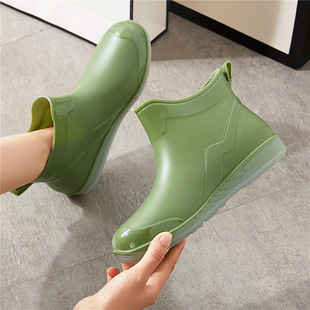 Japanese Style Fashion Rain Boots Women's Summer Non-Slip Low-top Waterproof Shoes Water Boots Short Barrel Rain Boots Car Washing Kitchen Shoes Rubber Shoes Women's Fashion