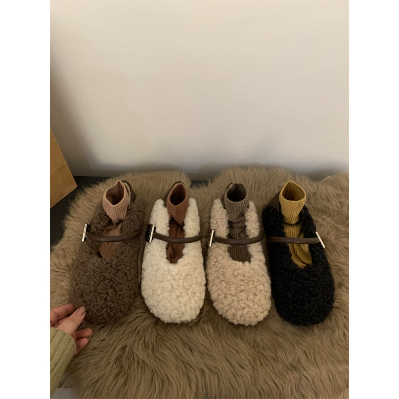 Нежная французская плоская обувь Maryen mose обувь Lefu осенью и зимой носить теплую хлопчатобумажную обувь мягкая подошва одиночная обувь женская обувь