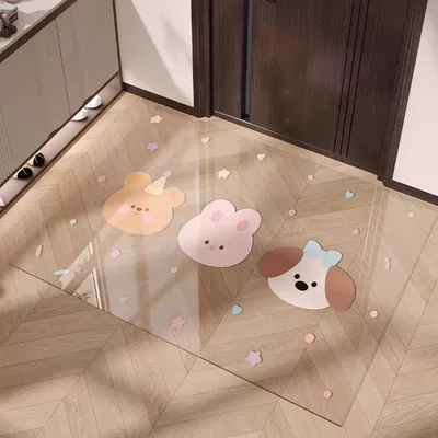 Avtomobil döşəmə paspasları | and Main Door - spring-flower-rabbit-soft-glass-floor-mat-6090cm