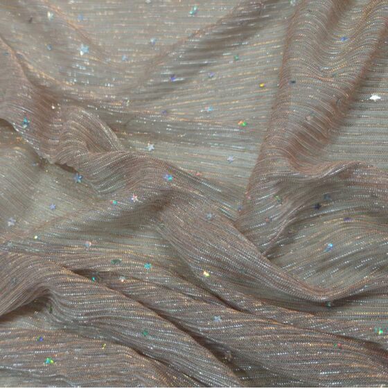 Silver Pleated Star Moon Sequin Fabric Polyester Bright Silk Knitted Mesh Decorative Cloth Garment Cloth