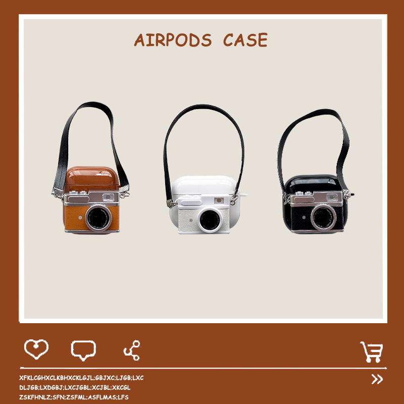 Cámara Retro Para airpods pro Apple 1/2/3 generación Bluetooth inalámbrico auricular caso lindo suave caso creativo