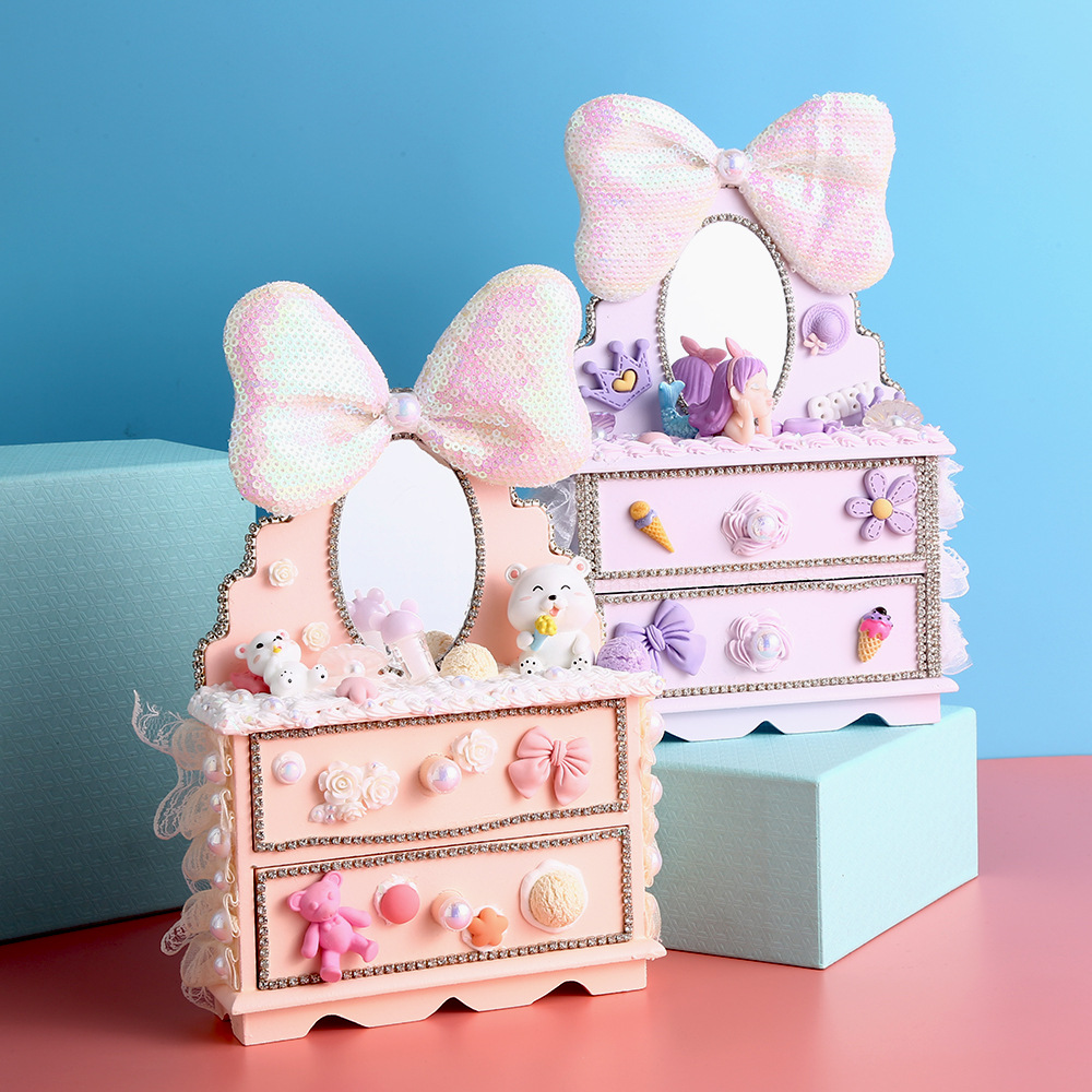 new pattern dresser Play house Toys children manual DIY Dressers Jewelry box girl birthday festival gift