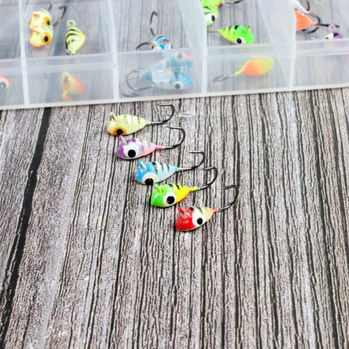 1.8cm 1.4g 微物根钓钩倒刺迷你铅头钩彩色冰钓钩德州朝天钩