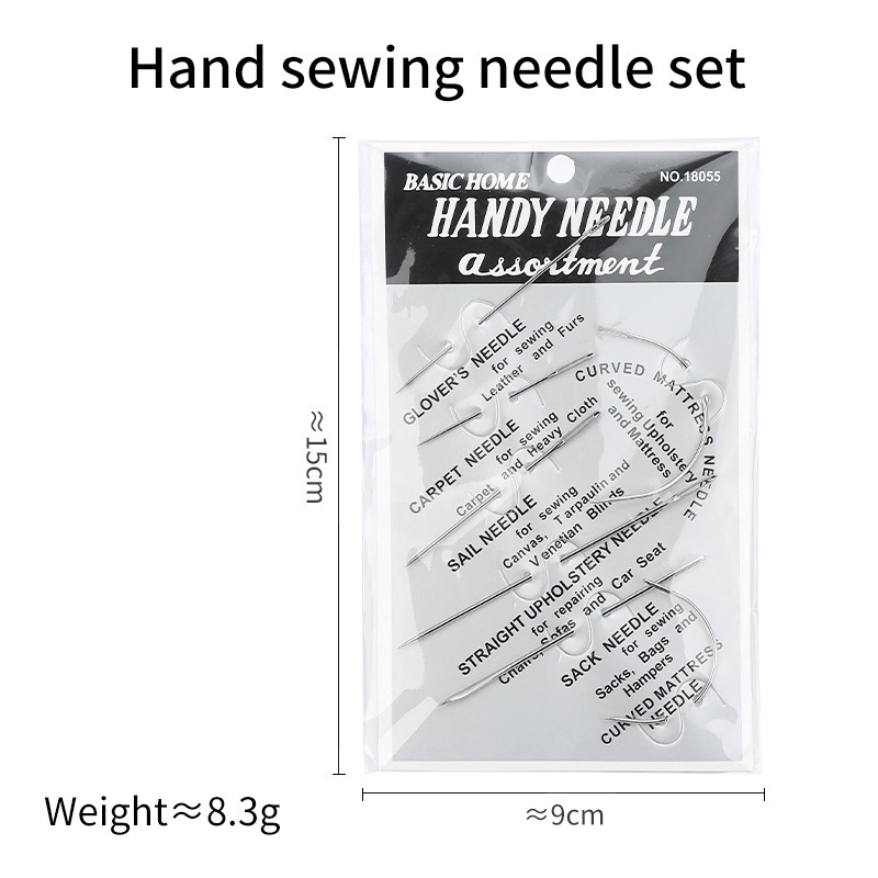 Especial de 7 tipos de cuero cosido, puntadas triangulares de costura a mano, aguja curva de ojo grande para el hogar, juego de agujas de coser multiusos