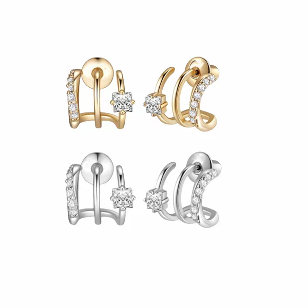 Europe and the United States cross-border hot-selling real gold brass plating fashion inlaid zircon personality claw women's creative high-grade earrings