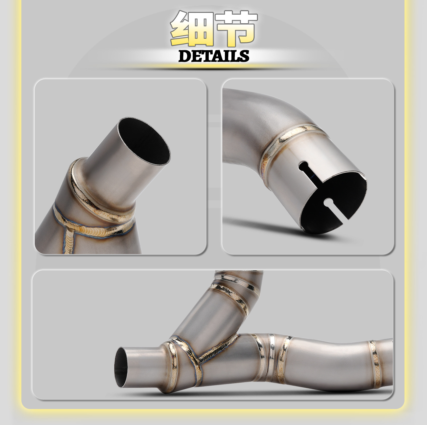 Ducati Desert 950 Motorcycle Modified Exhaust Pipe, Stainless Steel/Titanium Alloy Mid-section, Non-Destructive Installation