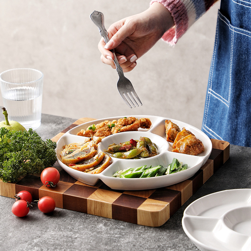 Plato dividido del hotel Plato de frutas secas de cerámica Plato de refrigerio Plato de cinco placas Plato de platos