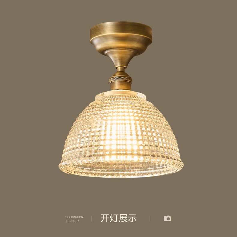 Light Luxury American-Style Vintage Small Ceiling Light, All-Copper, for Corridor, Entrance, Balcony, Simple and Stylish, for Dressing Room and Hallway