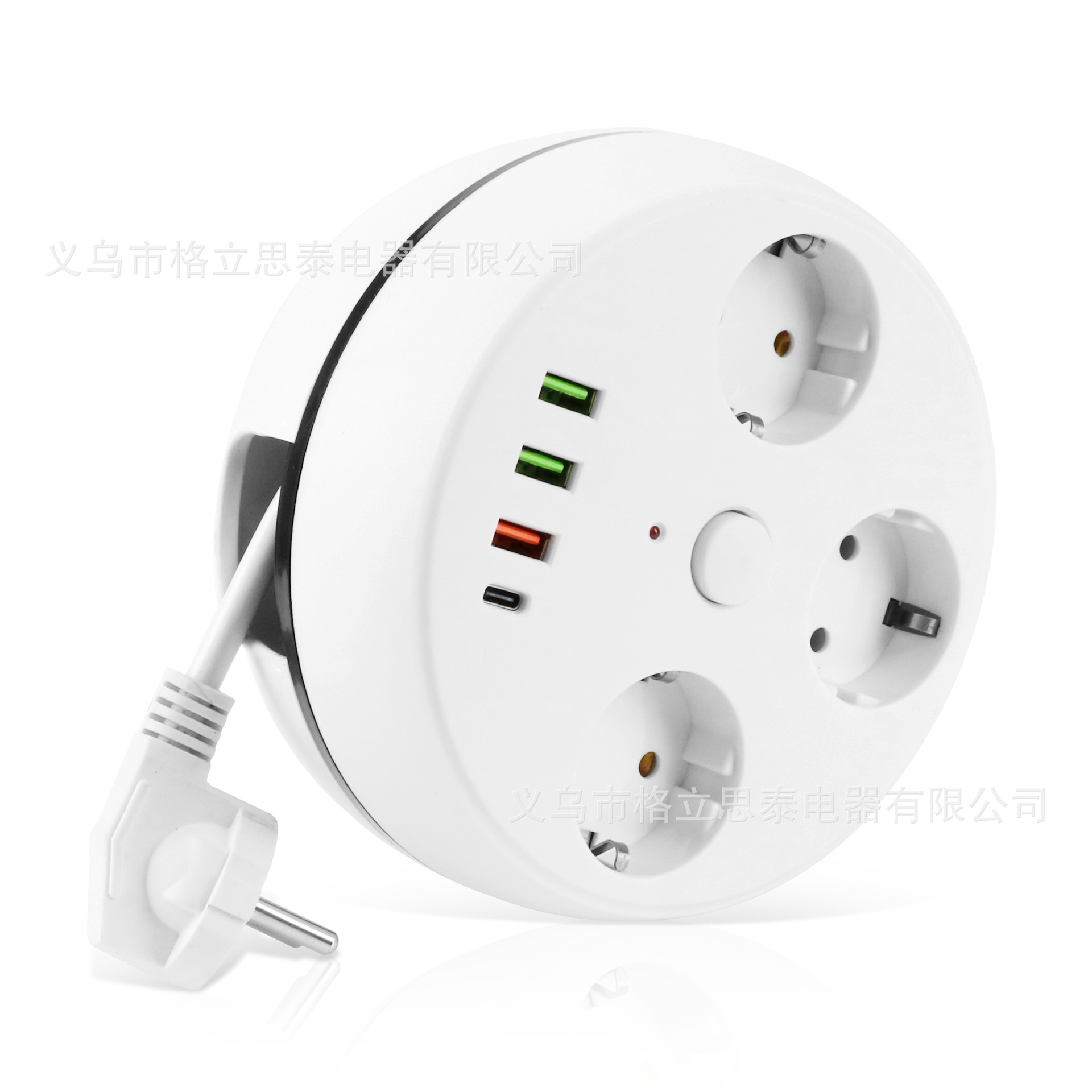 可伸缩收纳插座 绕线插排多功能排开关插座USB多 孔插线板厂家