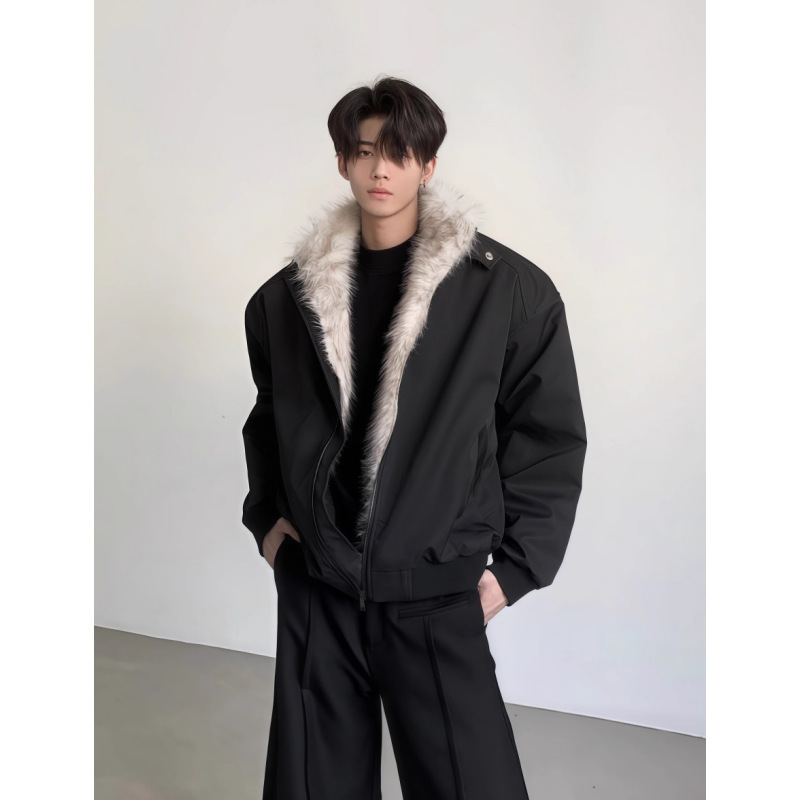 cleanfit座山雕毛领夹克棉服男款冬季高级感痞帅美式连帽棉衣外套