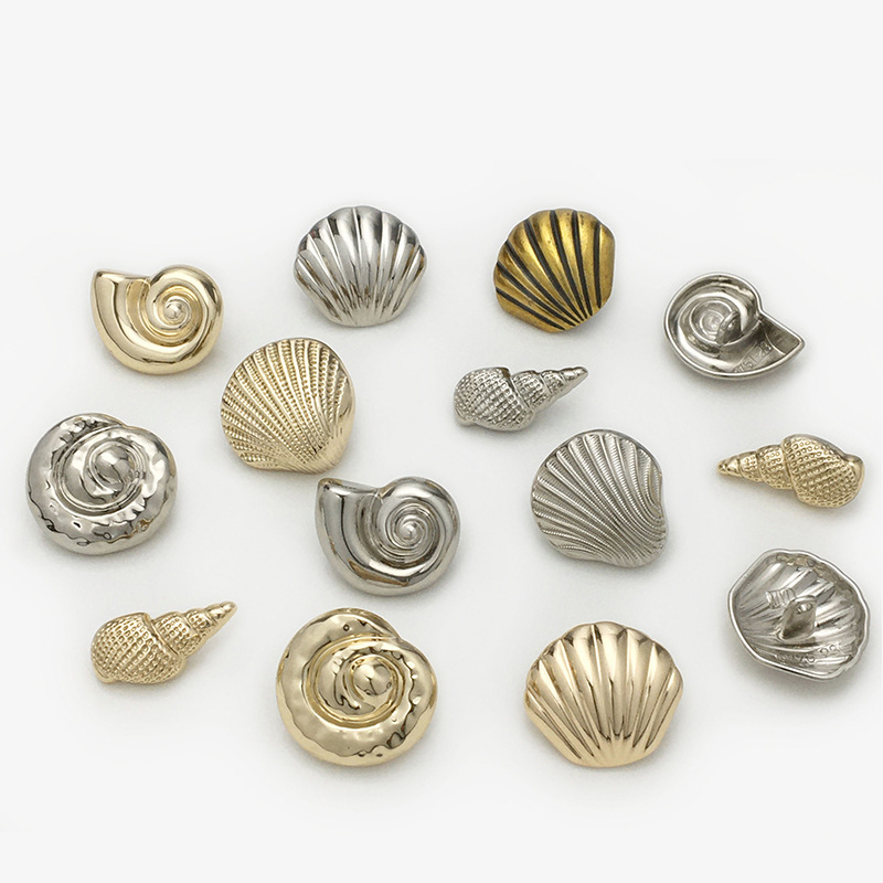 Golden Special-Shaped Buttons, Ocean Style Shell-Shaped Metal Buttons, Sweater Dresses, Suit Jackets, Coat Decorative Buttons