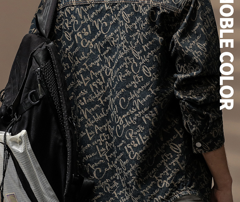Sopracamicia in jeans vintage da uomo, giacca jacquard di lusso_voghion.com