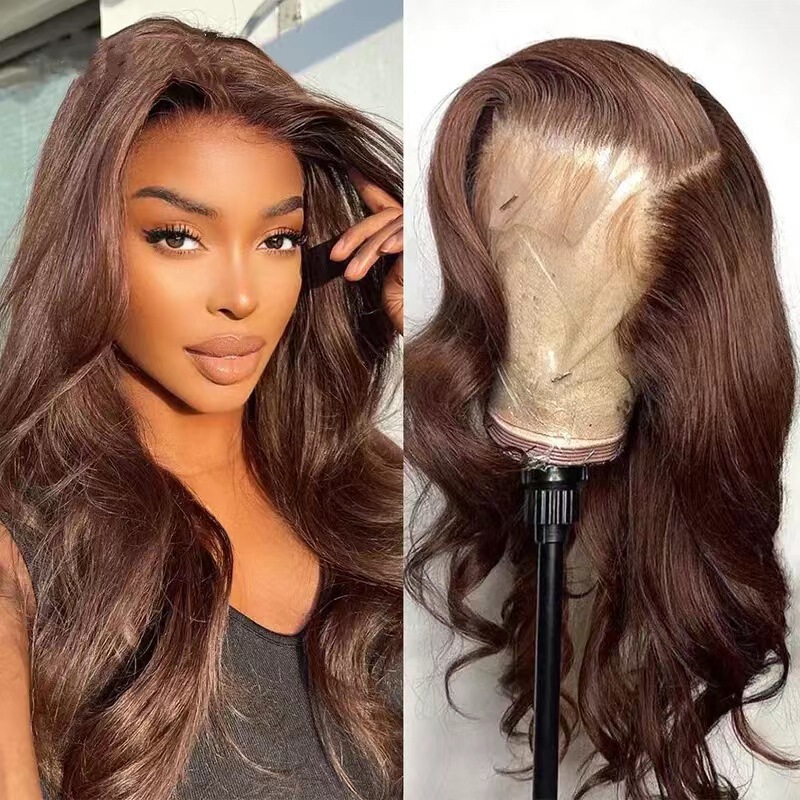 Front Lace Wig Independent Cross-Border New Model Dark Brown Big Wave Front Lace Synthetic Hair Wig