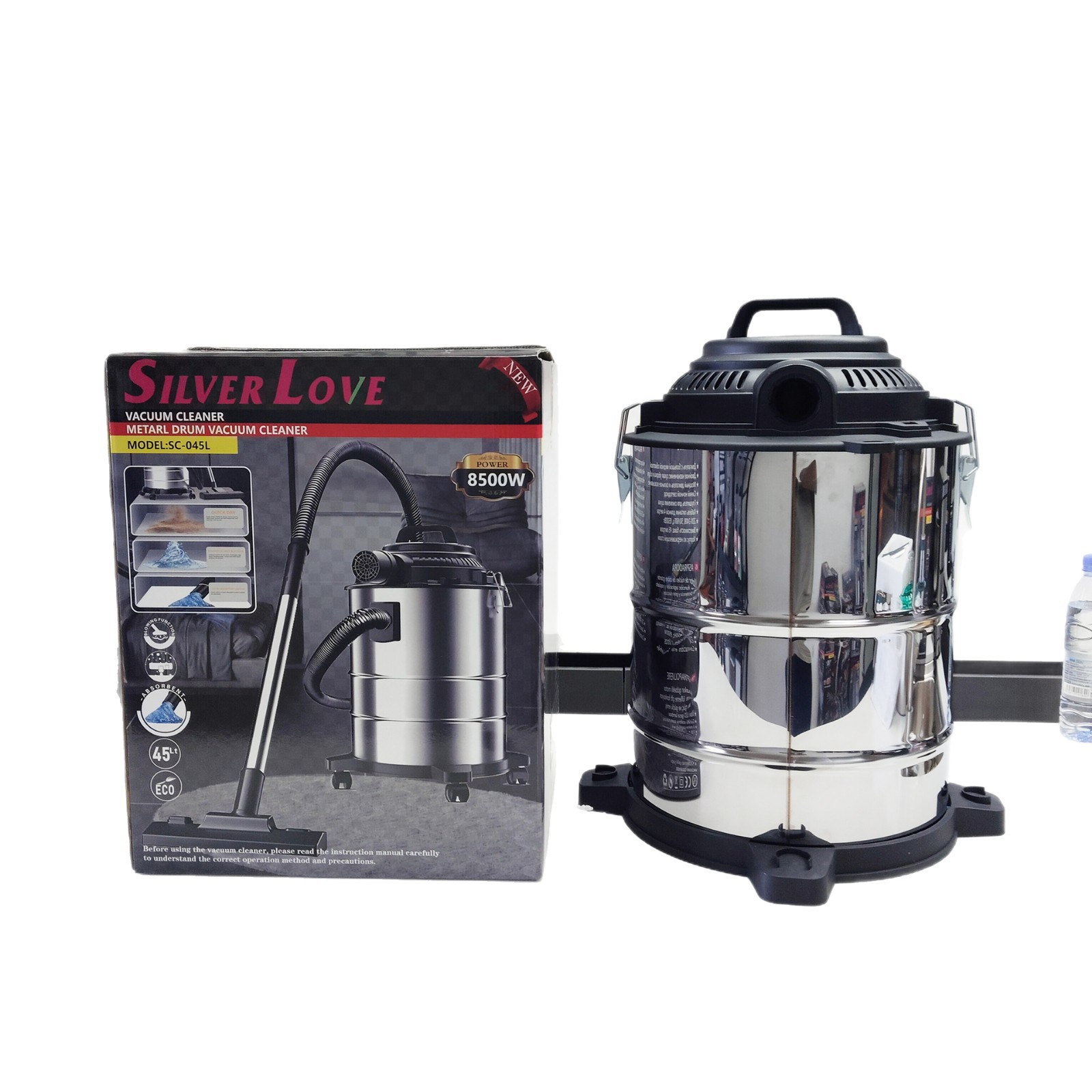 Nuevo tipo de limpiador de polvo transfronterizo, máquina de absorción de agua de acero inoxidable multipropósito, limpiador de polvo industrial doméstico comercial de gran succión image 6