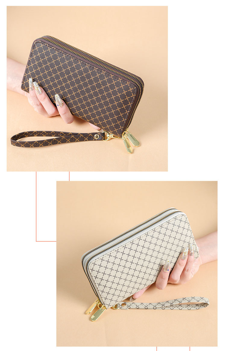 173g Weight Women's Argyle Pu Leather Zipper Wallets