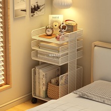 置物架卧室可视床头柜可移动书架置物架落地办公室桌旁边文件收纳