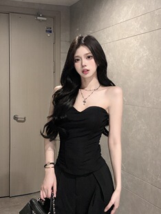 Sexy black tube top, summer three dimensional design bra top, fitted tank top, trend of season