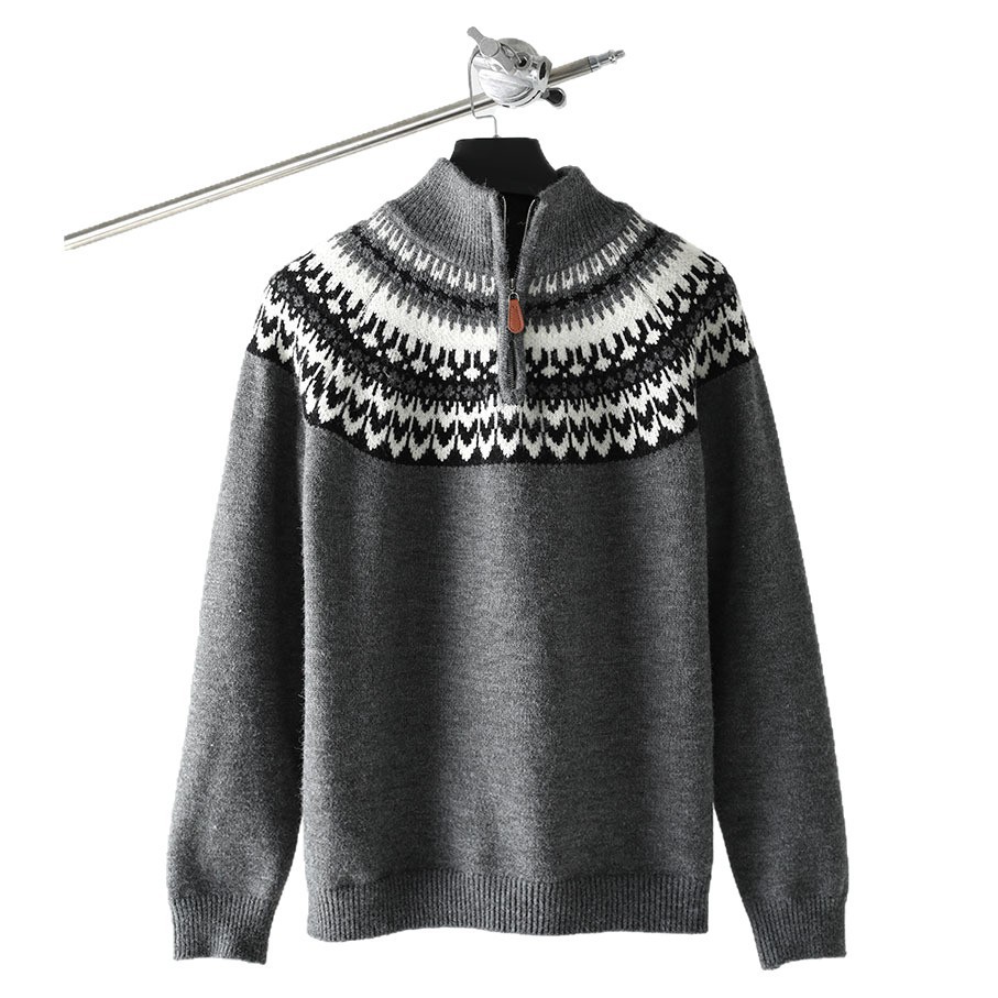 Explosiones transfronterizas de tamaño grande de la isla de Fair Navidad semia cremallera camiseta de punto suéter hombre collar fábrica de marea mayorista