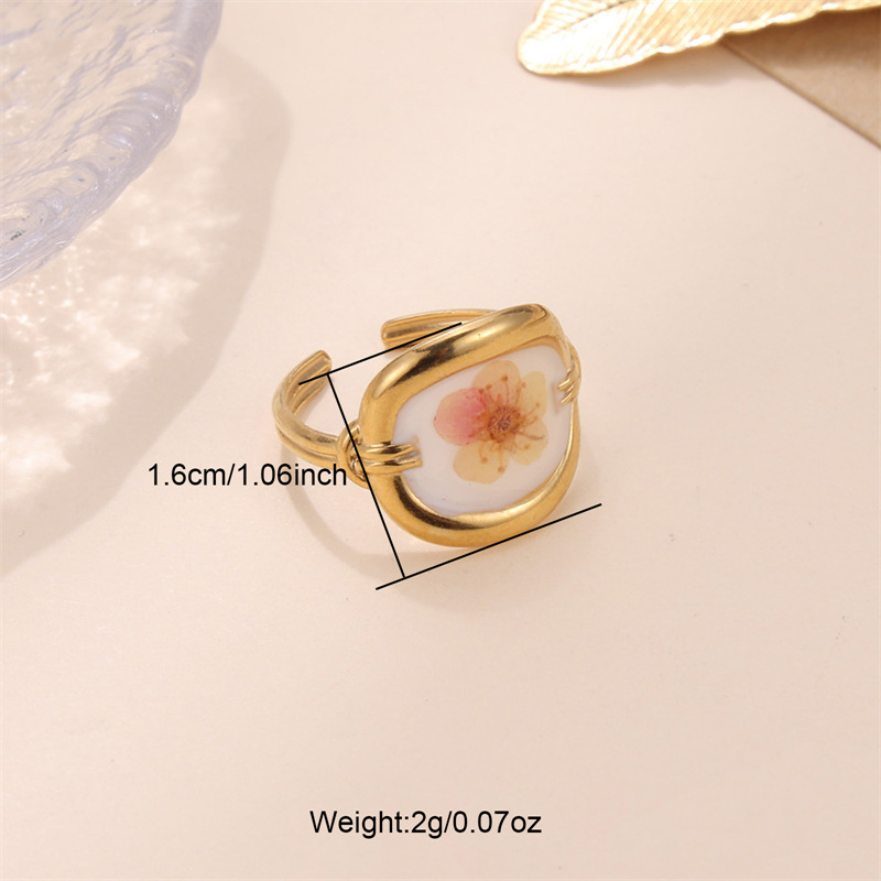 Ig Style Geometric Flower Stainless Steel Epoxy Open Rings display picture 4