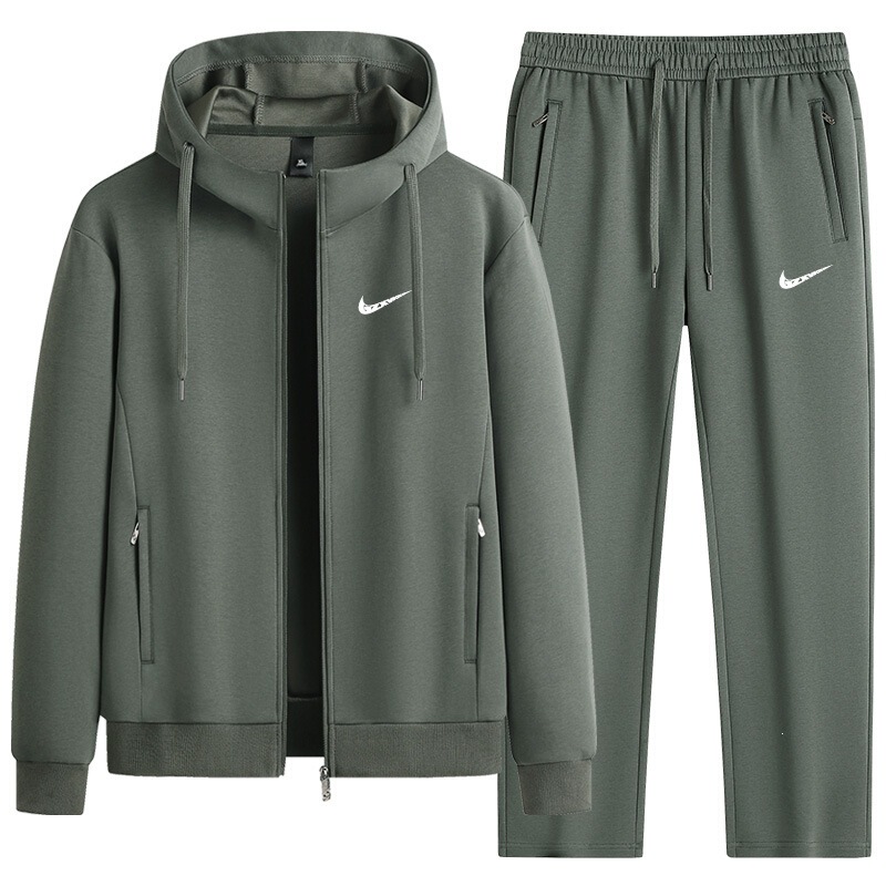 Cross-border 2026 new solid-color hooded set, unisex casual sportswear, round-neck sweatshirt, two-piece set for men