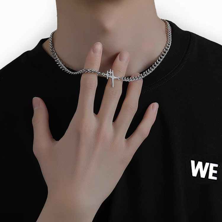 Unisex Gender IG Style Star Alloy Titanium Steel Plating Unisex Necklace Men Chain Necklaces