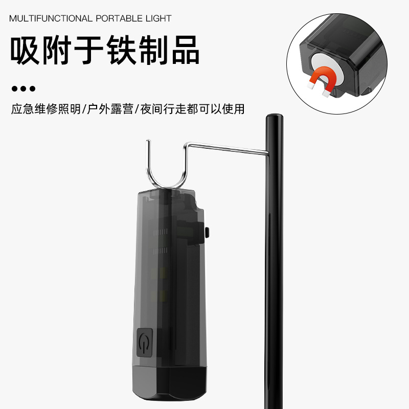 Transfronterizo al aire libre mini linterna llavero Luz Portátil succión magnética luz de emergencia tipo-C llavero Luz