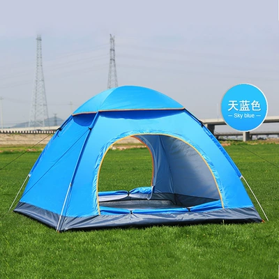 Tent Outdoor 3-4 People Fully Automatic Camping Style Foldableing Tent Beach Simple Quick-Open Double Camping Style Equipment Wholesale (Avtomobil dam çadırları) - blue-1-2-persons-automatic-single-door