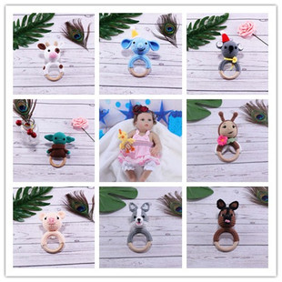 2021 New Baby knitted rattle bed Bell plush animal sound doll baby early education toys wholesale