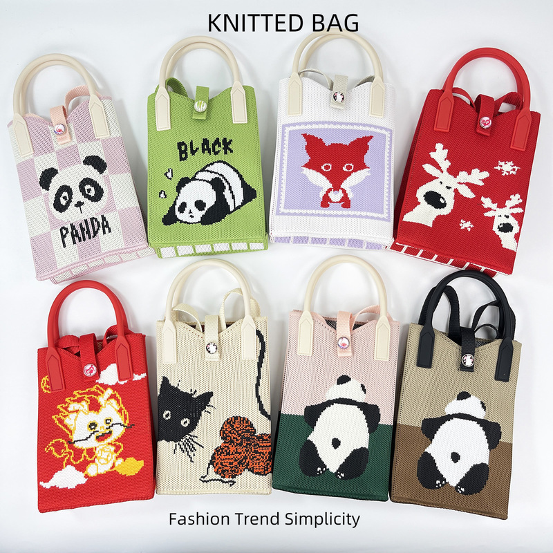 2024 new cross-border knitted mobile phone bag Masun ebay Korean mini bag panda pattern knitted bag wholesale
