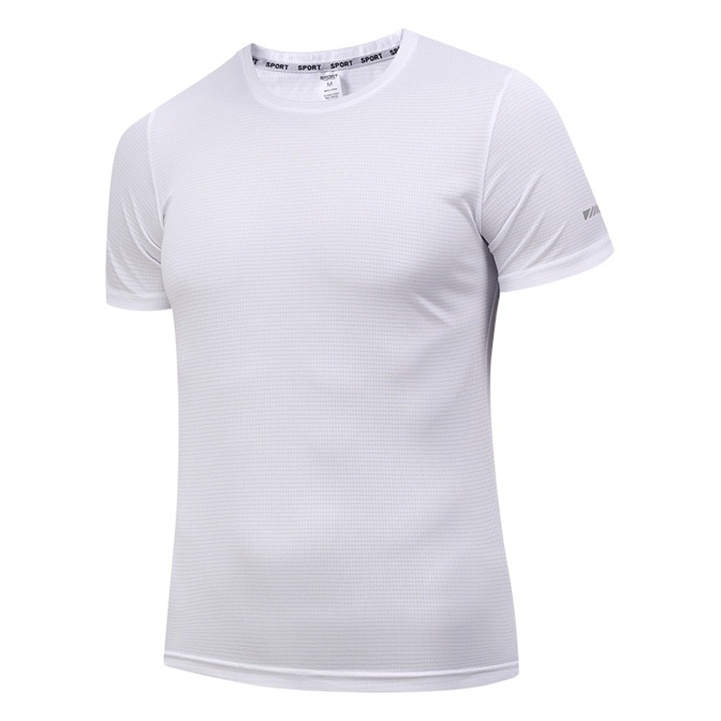 Camiseta deportiva unisex personalizada transfronteriza de manga corta con cuello redondo para verano, de secado rápido, para fitness y running, con impresión de logotipo.